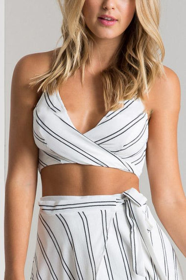 Wholesale Stripe Sleeveless White Camis