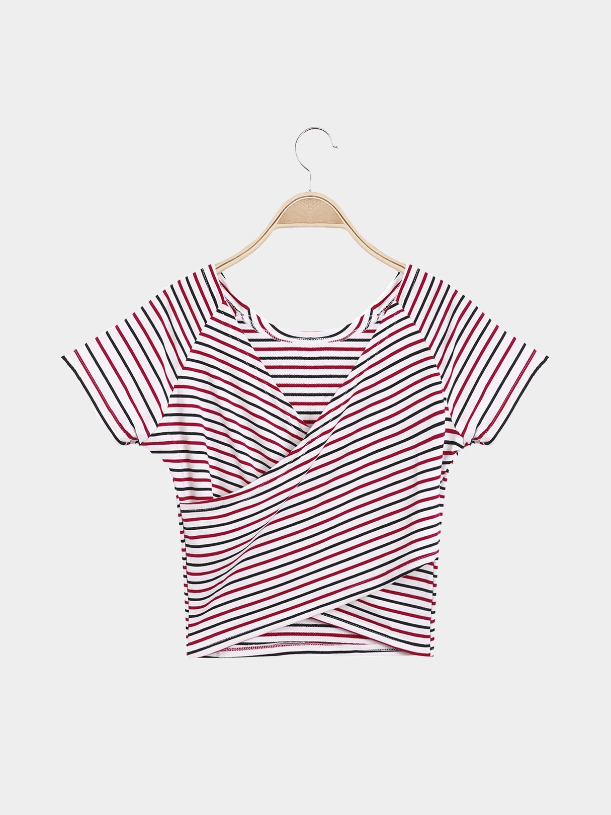 Wholesale Stripe Half Sleeve Red T-Shirts