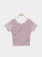 Wholesale Stripe Half Sleeve Red T-Shirts