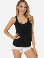 Wholesale Lace Lace-Up Sleeveless Black Camis