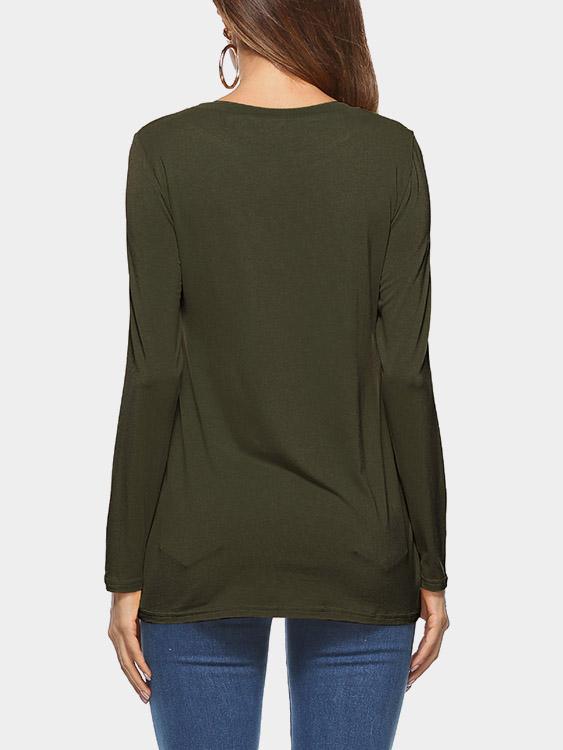 NEW FEELING Womens Army Green T-Shirts