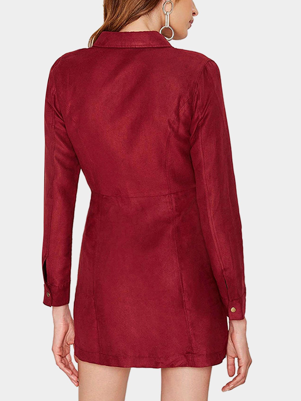 NEW FEELING Womens Wine Red Shirt Dresses