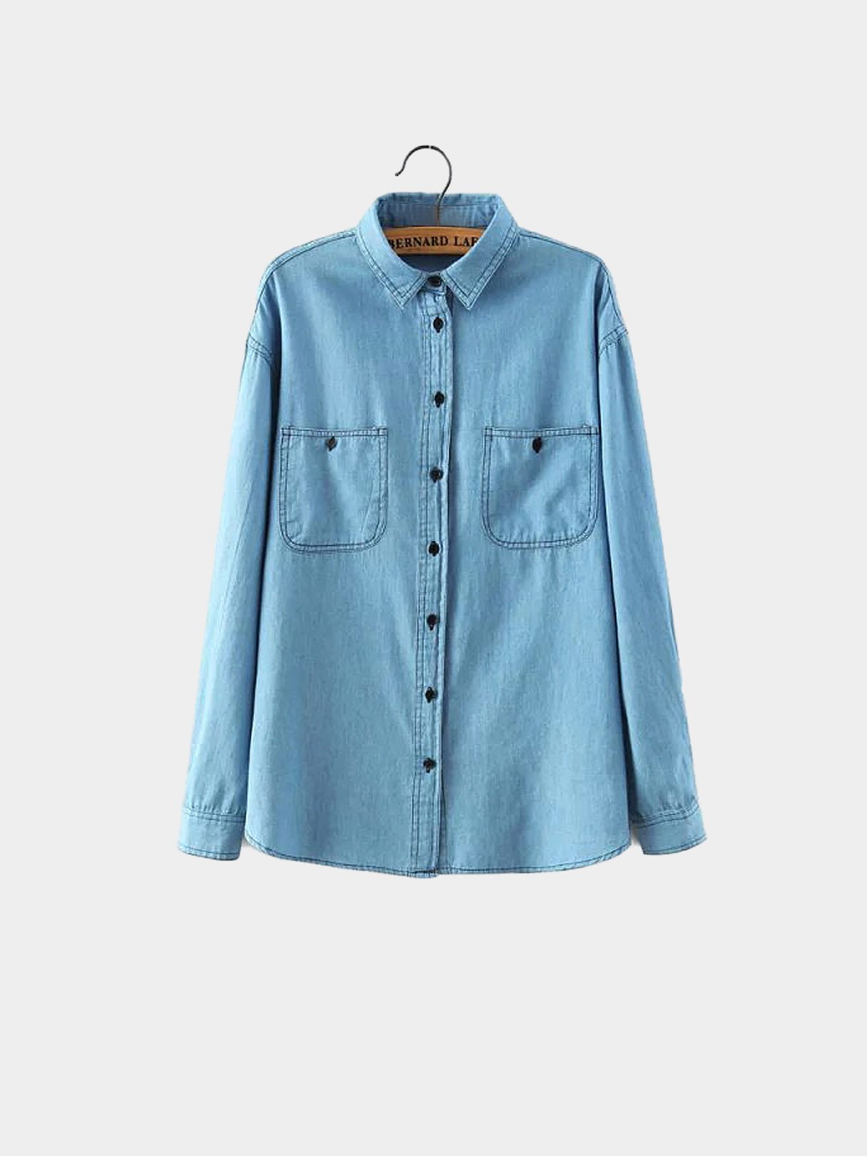 Wholesale Long Sleeve Light Blue Blouses