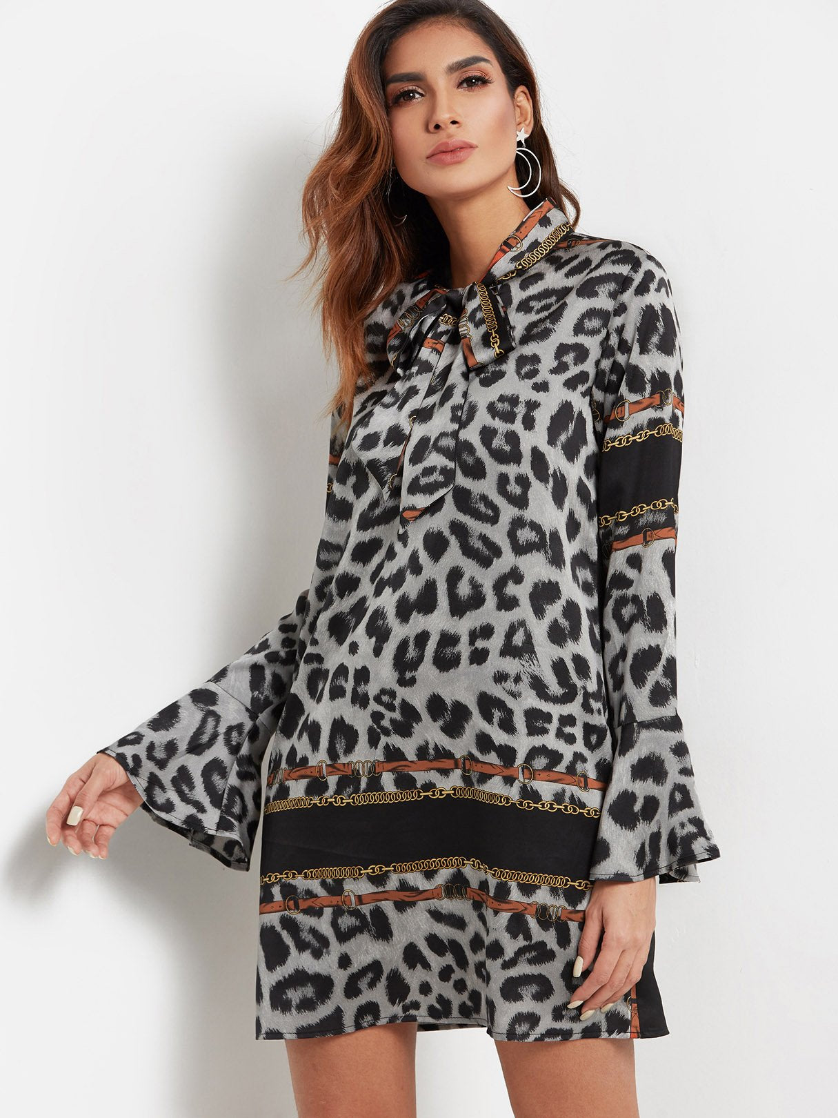 OEM Ladies Leopard Casual Dresses