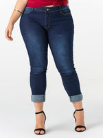 NEW FEELING Womens Dark Blue Plus Size Bottoms