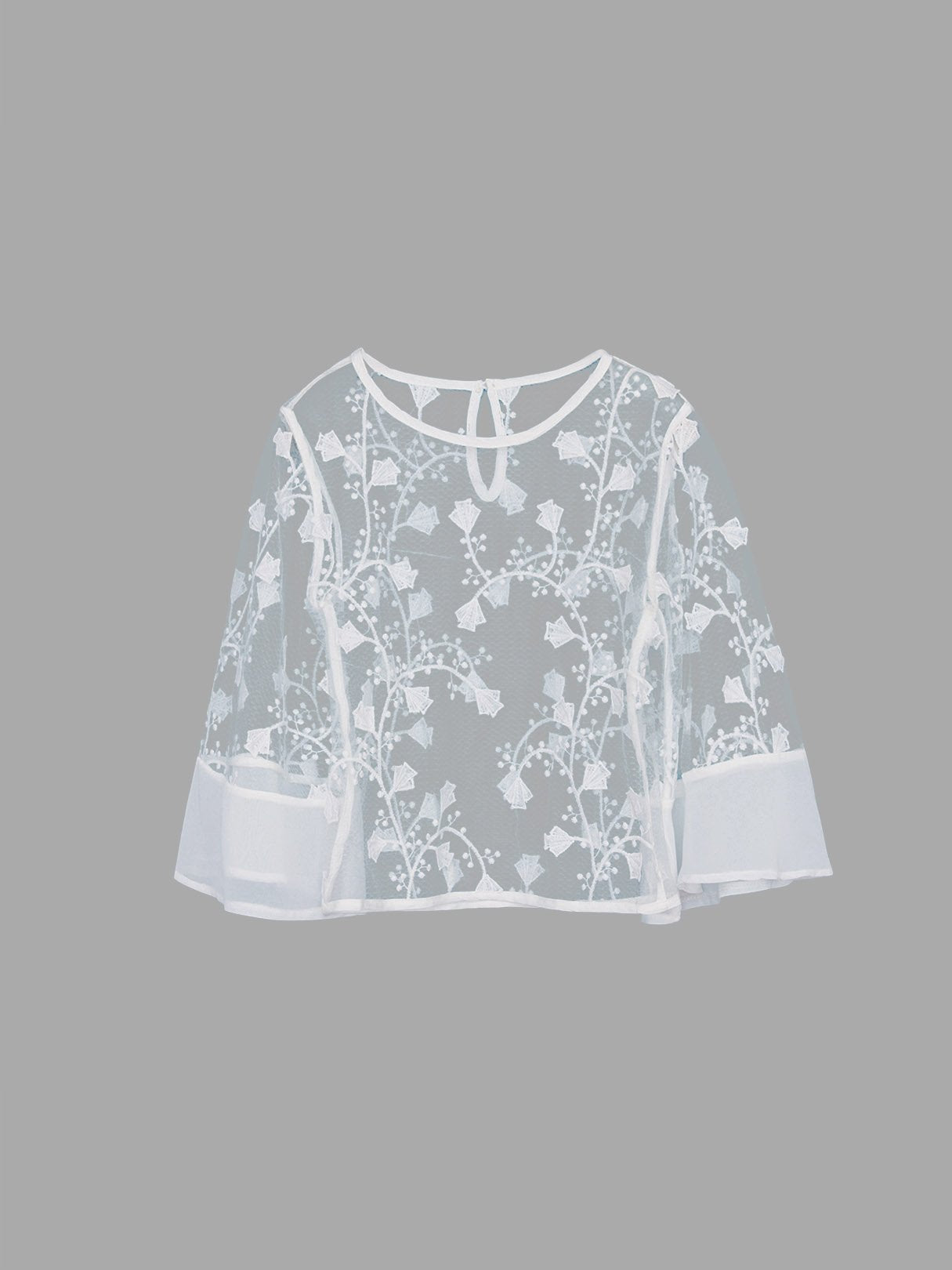 Wholesale Round Neck 3/4 Sleeve White Top