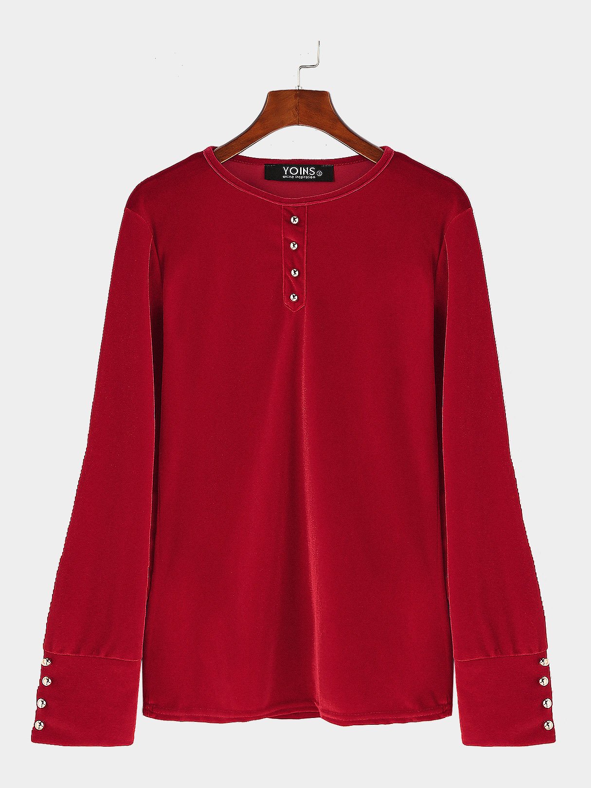 Wholesale Round Neck Long Sleeve Red Top