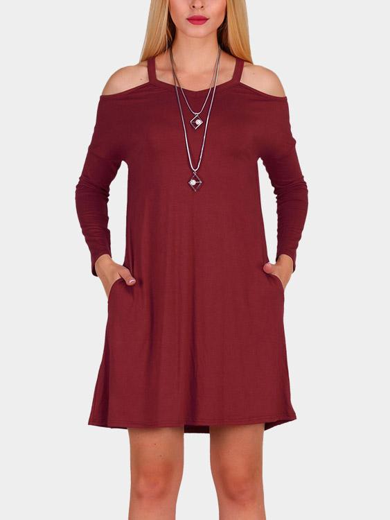 OEM Ladies Burgundy Casual Dresses