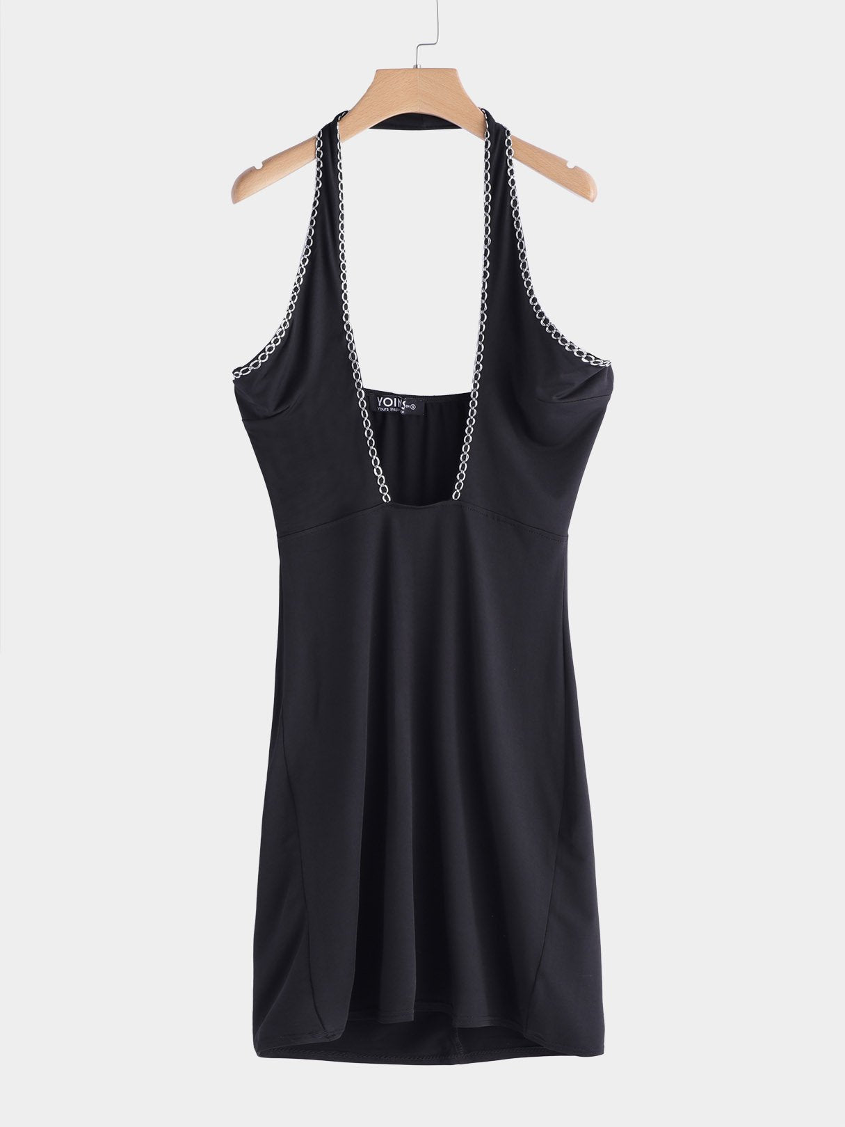 Wholesale Black Halter Sleeveless Plain Crossed Front Backless Cut Out Sexy Dresses