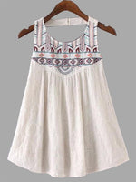 Wholesale Round Neck Embroidered Backless Sleeveless White Camis