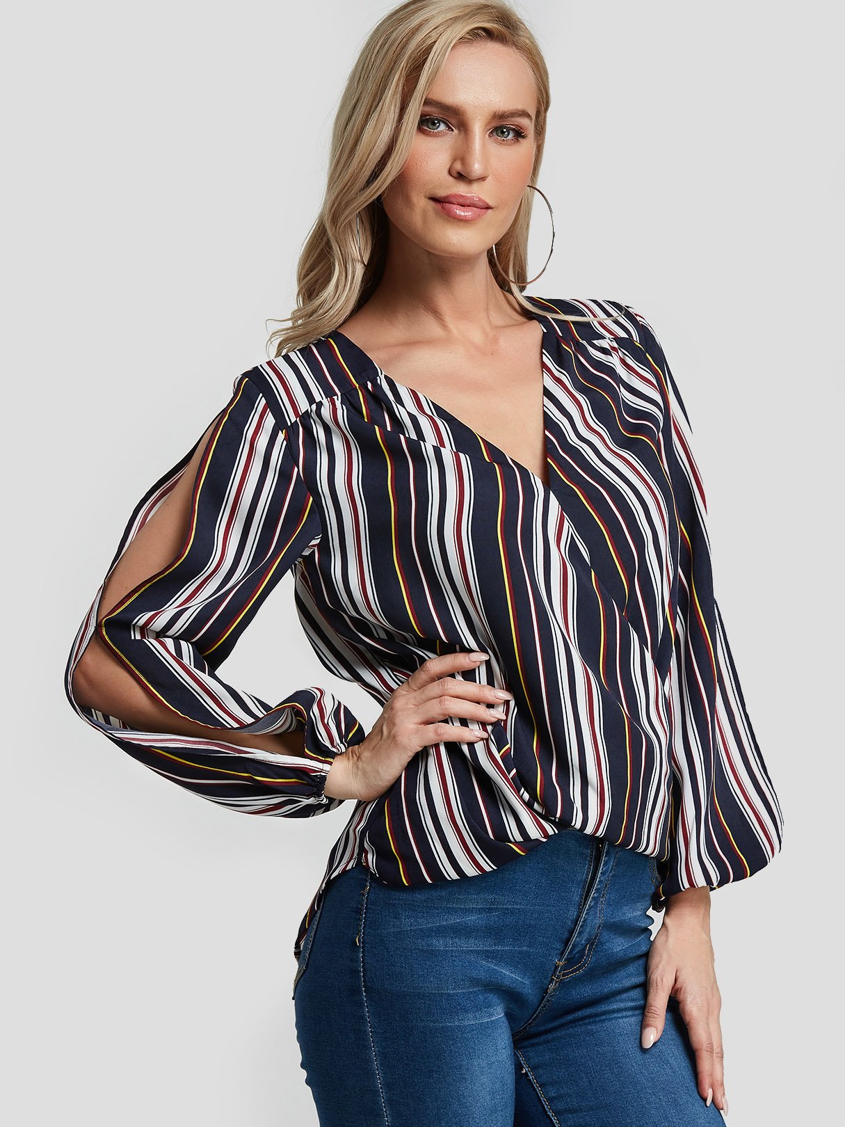 OEM Ladies Striped Blouses