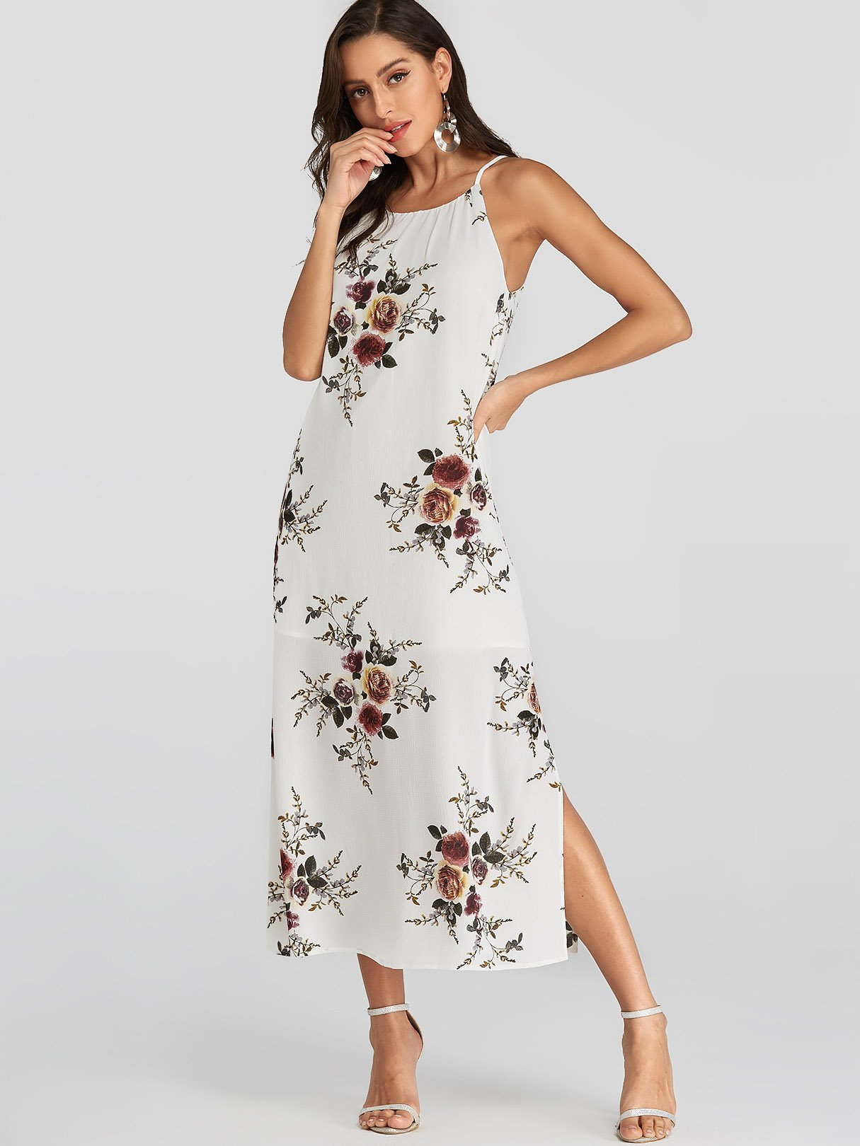 OEM Ladies White Floral Dresses