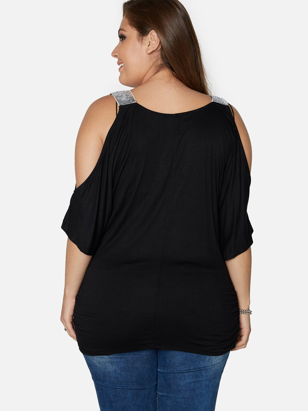 NEW FEELING Womens Black Plus Size Tops