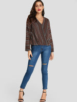 NEW FEELING Womens Brown Blouses