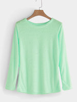 Wholesale Casual Round Neck Long Sleeves Fuzzy T-Shirt