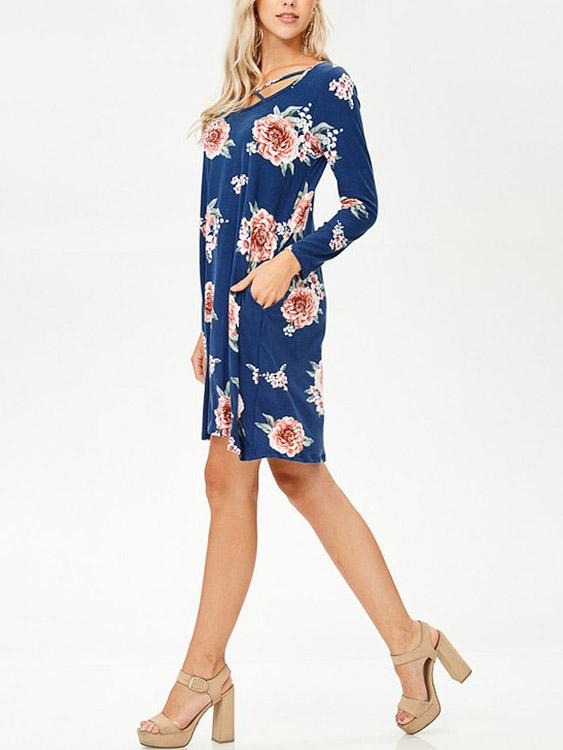 OEM Ladies Blue Mini Dresses
