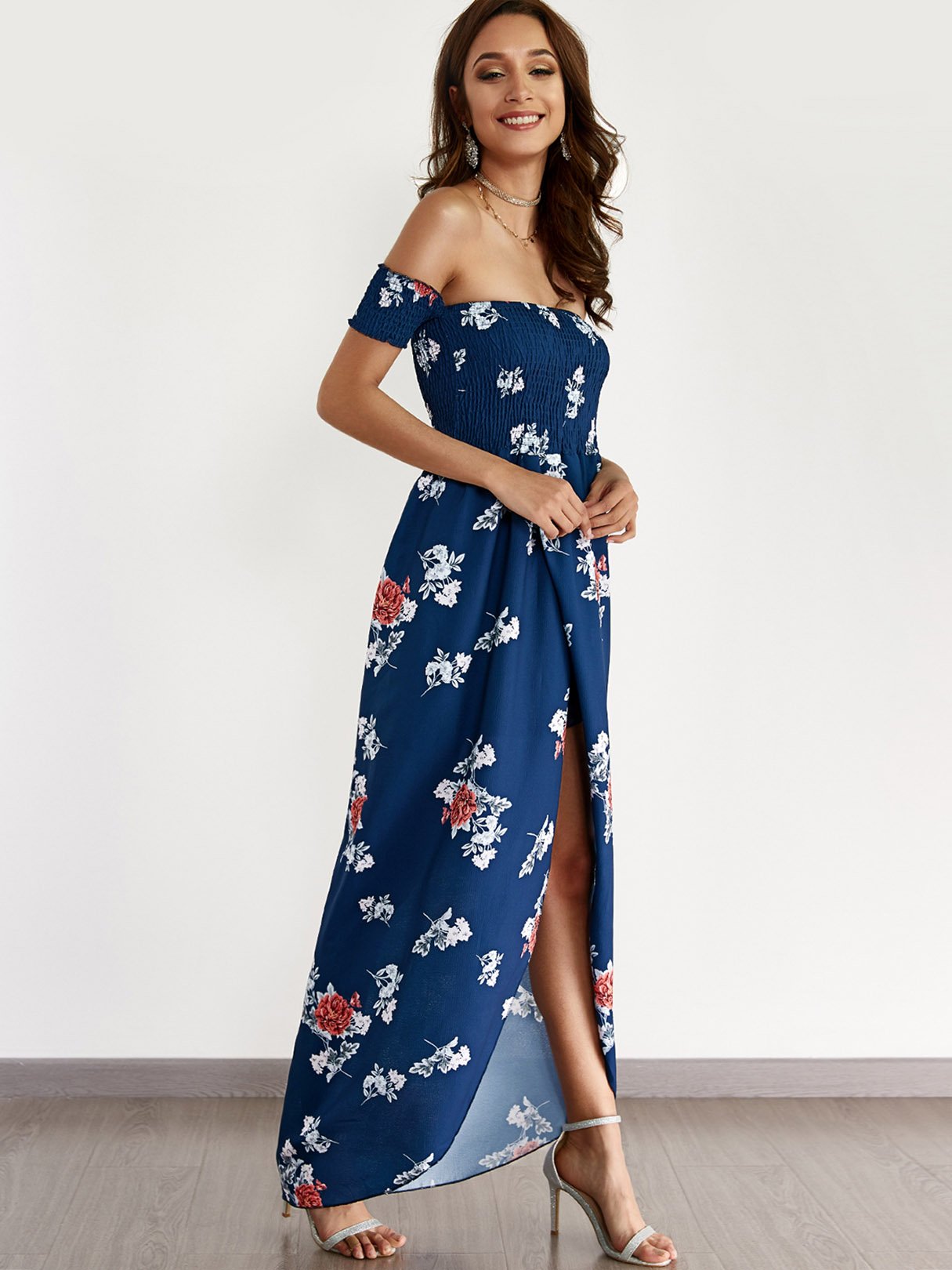 OEM Ladies Navy Floral Dresses