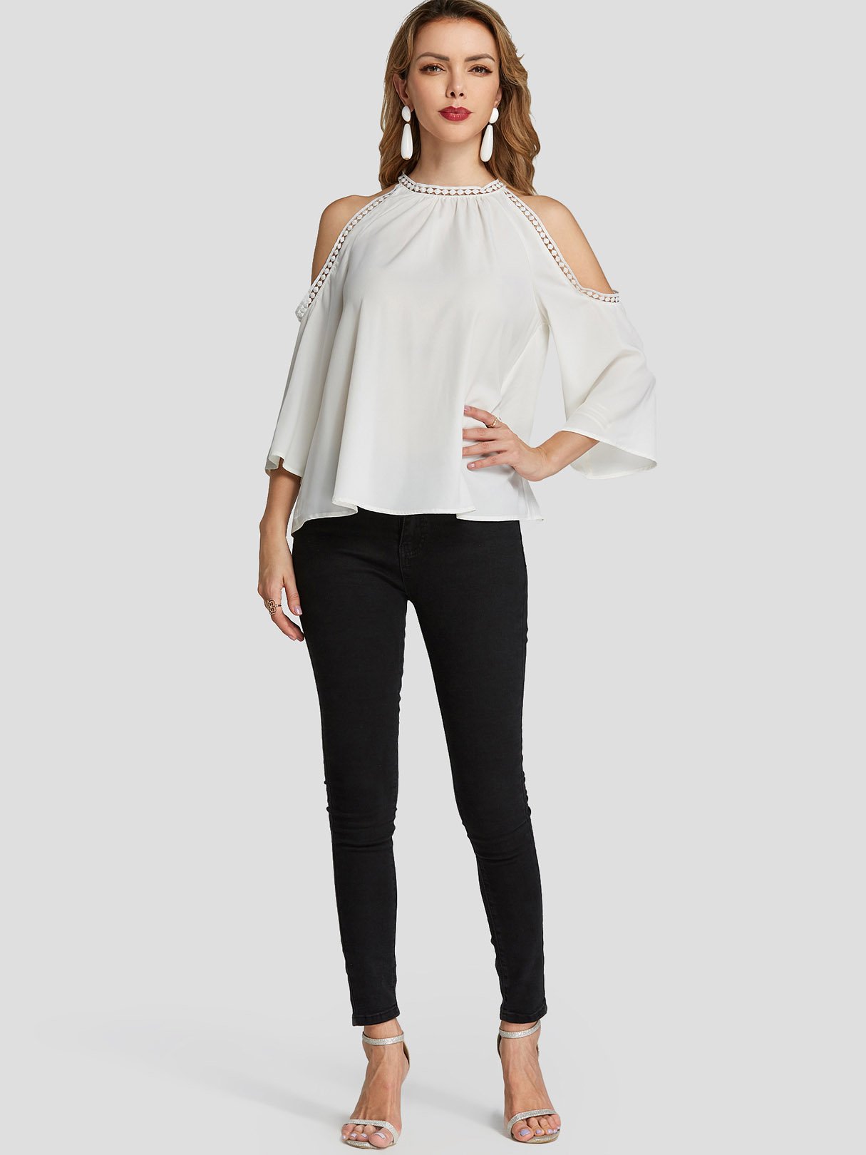 NEW FEELING Womens White Blouses