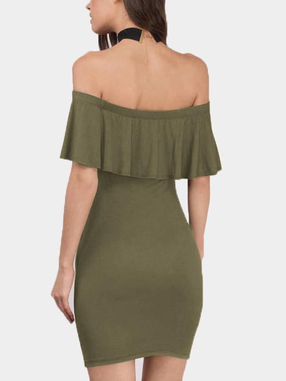 NEW FEELING Womens Army Green Mini Dresses