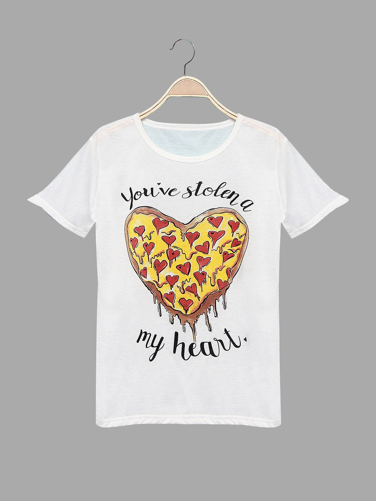 Wholesale Round Neck Printed Short Sleeve White Fashion Tee