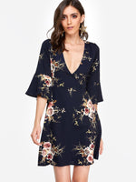 OEM ODM Ladies Grey Floral Dresses