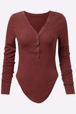 Wholesale Sexy V-Neck Button Details Curved Hem Top