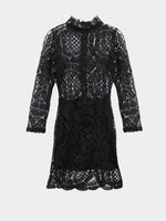 Wholesale Black Roll Neck Long Sleeve Lace Curved Hem Sexy Dress