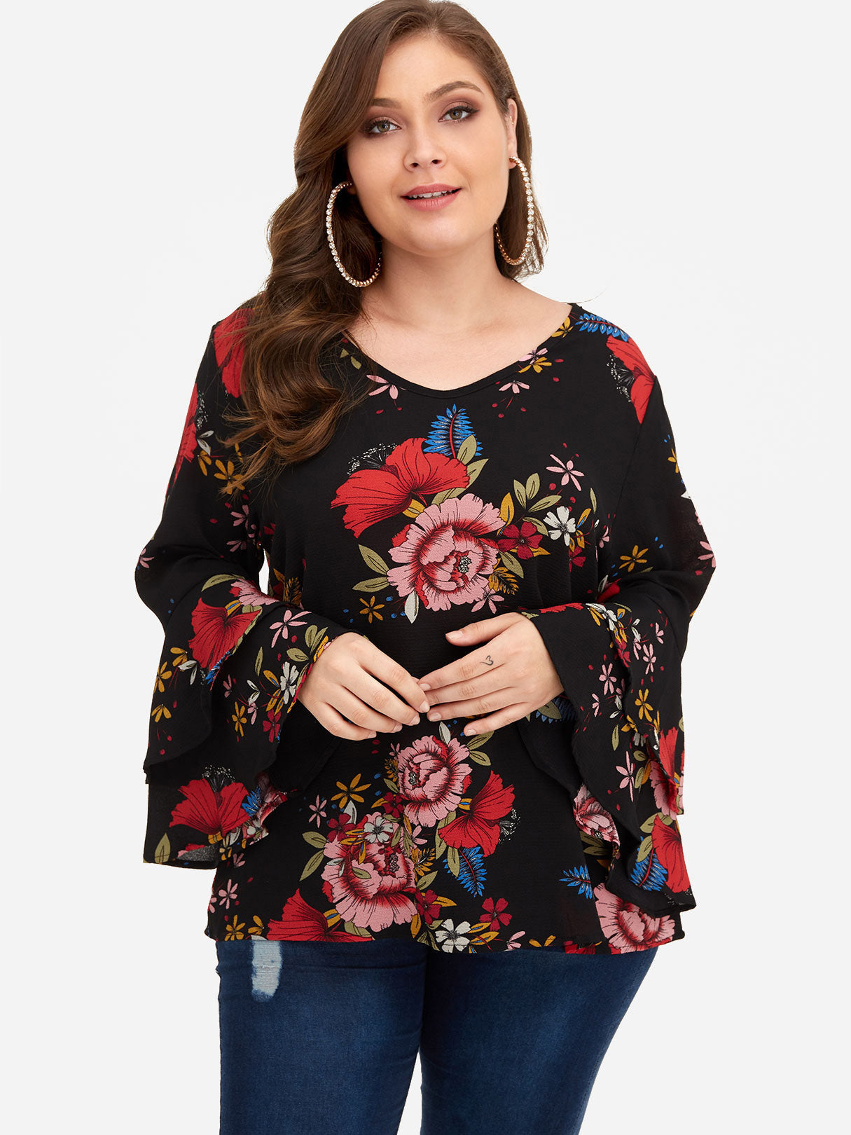 OEM Ladies Black Plus Size Tops