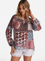Wholesale Round Neck Cut Out Long Sleeve Blouses