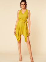 NEW FEELING Womens Yellow V-Neck Dresses