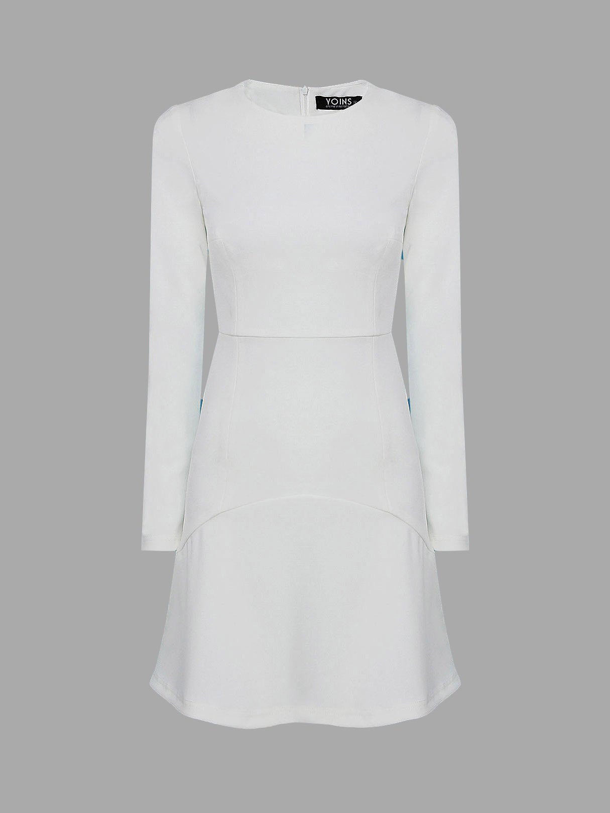 Wholesale White Round Neck Long Sleeve Plain Fashion Mini Dress