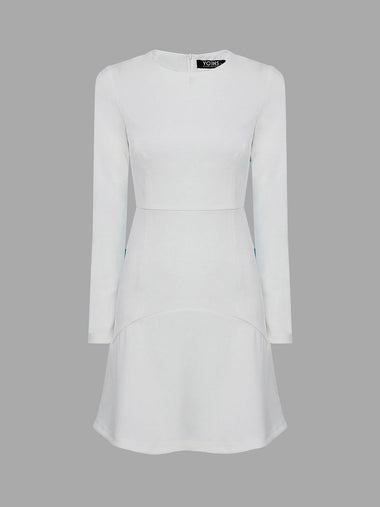 Wholesale White Round Neck Long Sleeve Plain Fashion Mini Dress