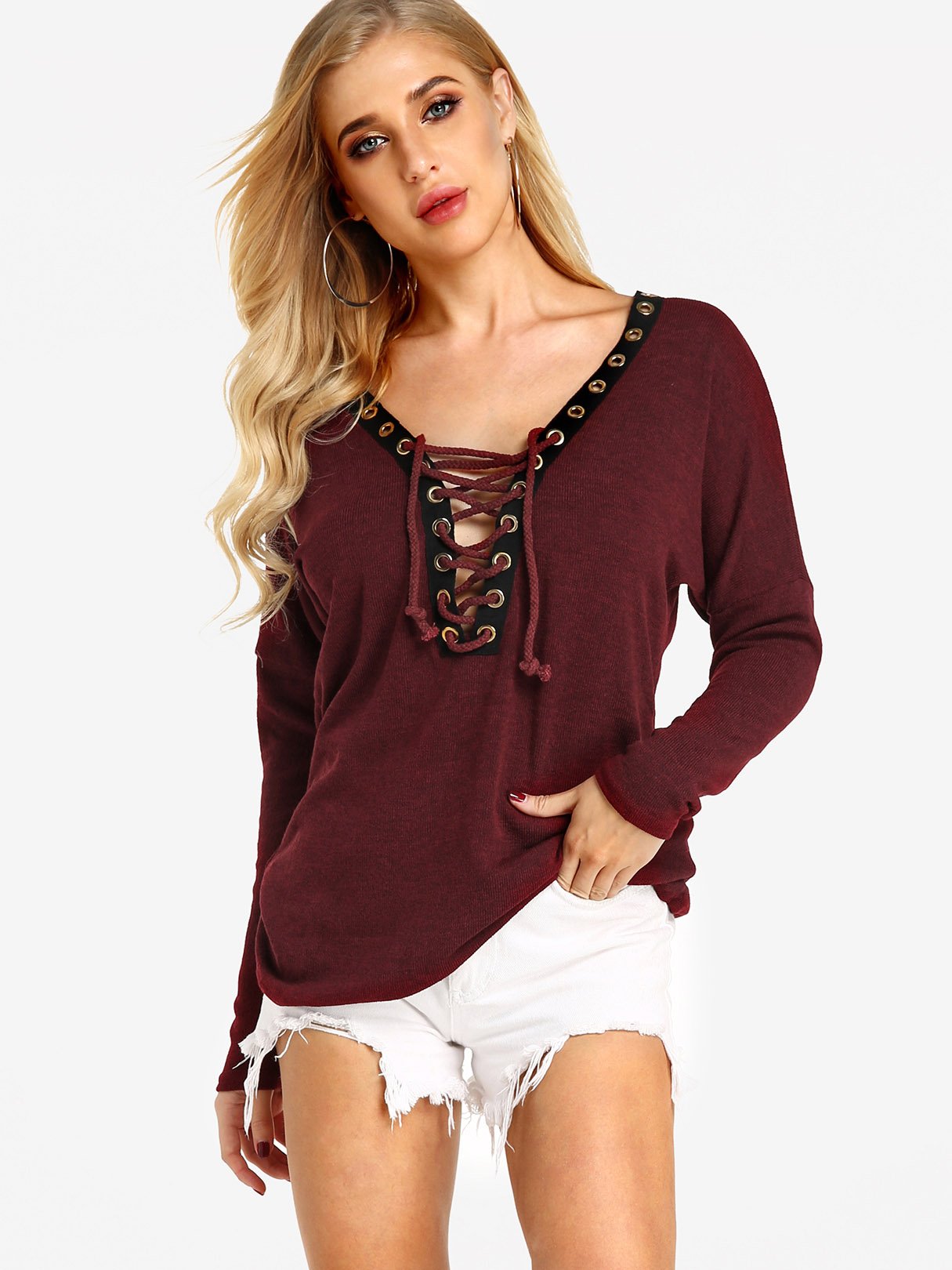 OEM ODM Womens Burgundy T-Shirts