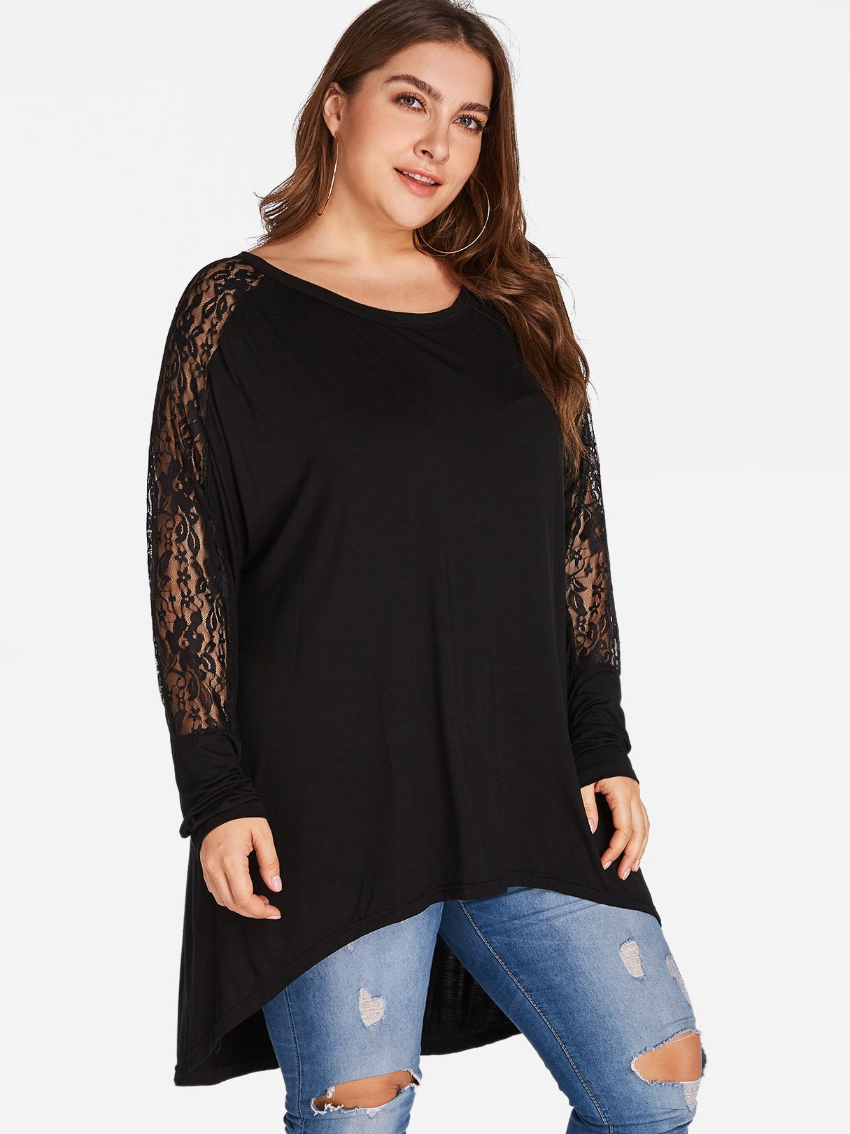 OEM Ladies Black Plus Size Tops