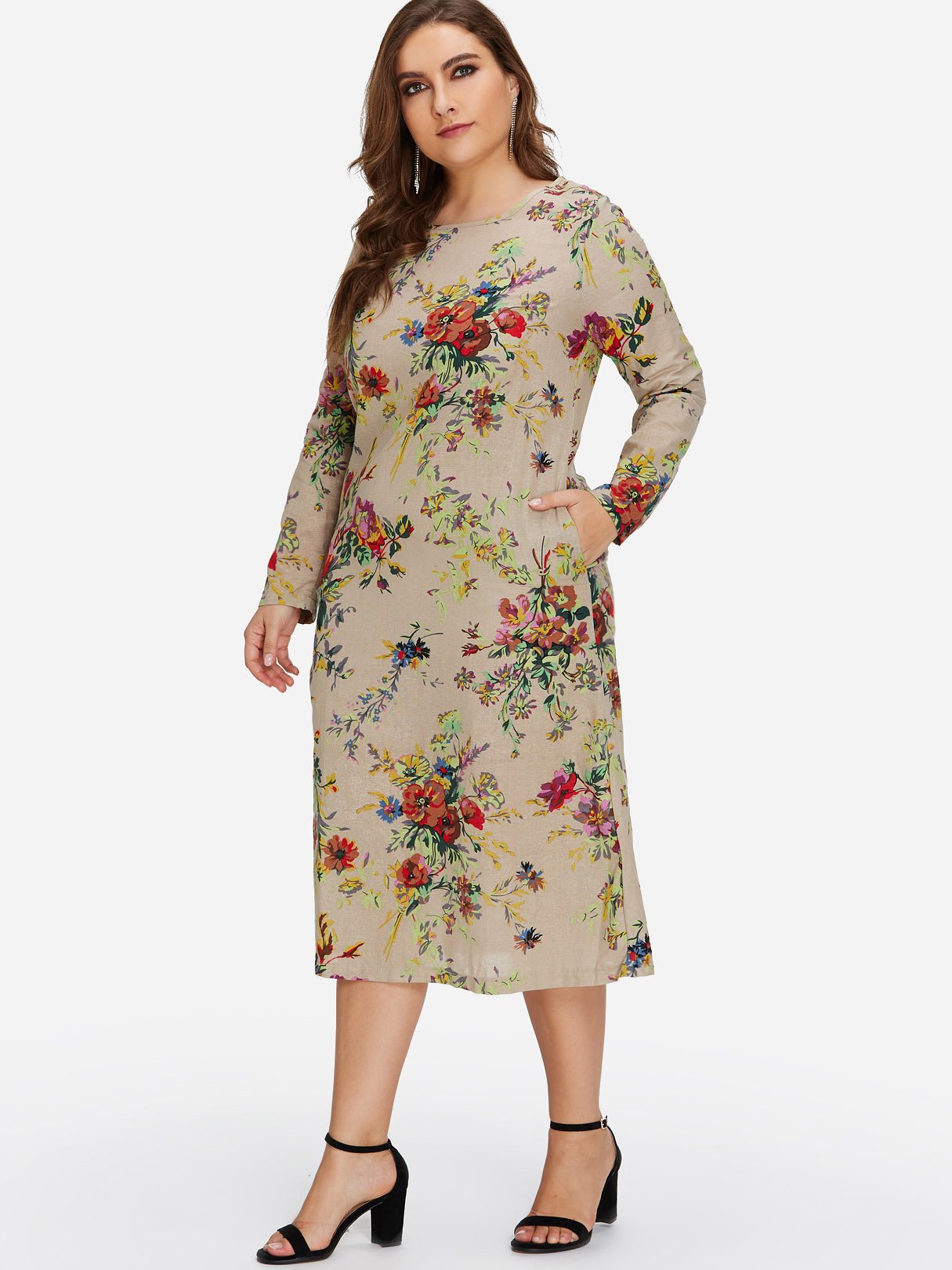Custom Plus Size Floral Print Dresses