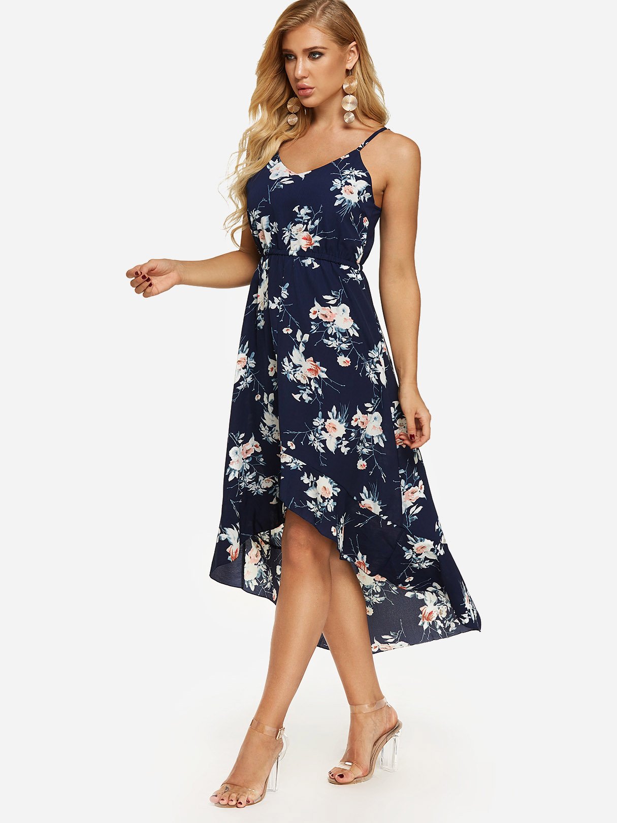 OEM Ladies Navy Floral Dresses