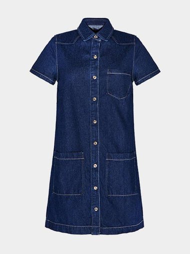 Wholesale Blue Classic Collar Short Sleeve Cut Out Shirt Dresses