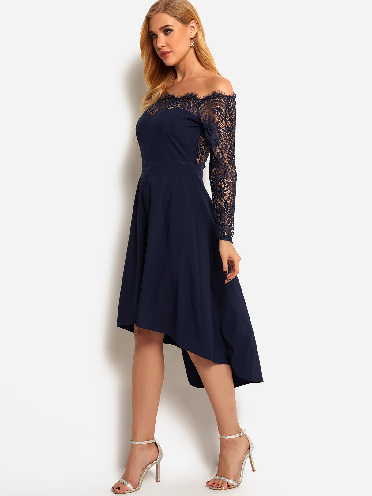 OEM Ladies Navy Off The Shoulder Dresses