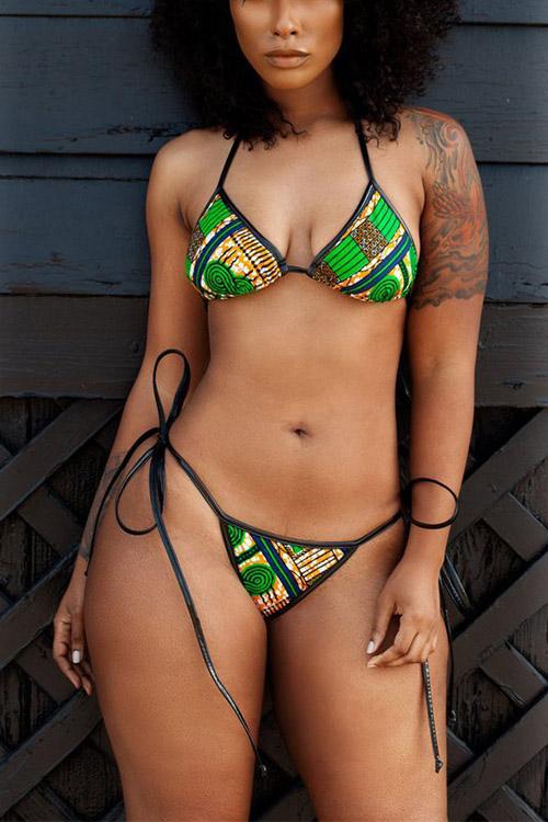 NEW FEELING Womens Green Bikinis