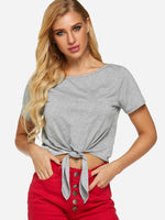 Wholesale Round Neck Plain Short Sleeve Light Grey T-Shirts