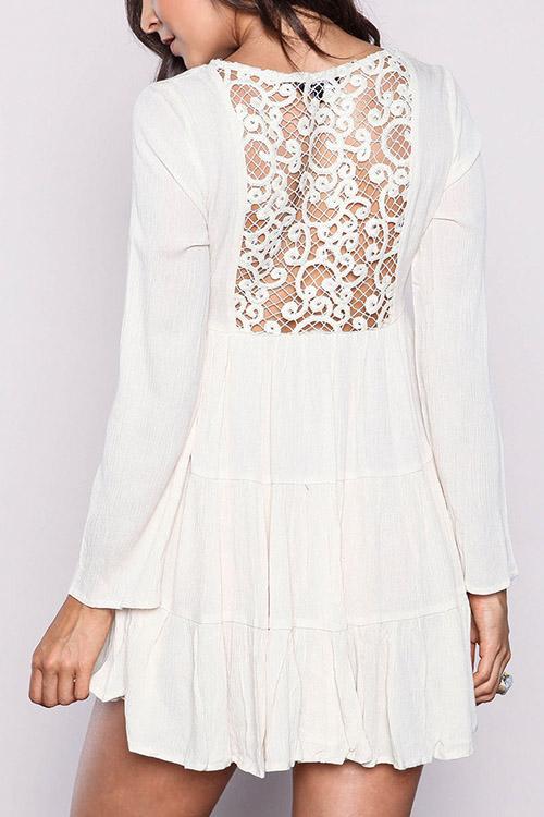 Wholesale White Long Sleeve Mini Dress