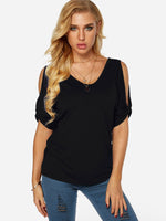 Wholesale Cold Shoulder Backless Short Sleeve T-Shirts