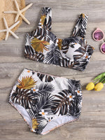 Wholesale Floral Print Sleeveless High-Waisted Bikini Set