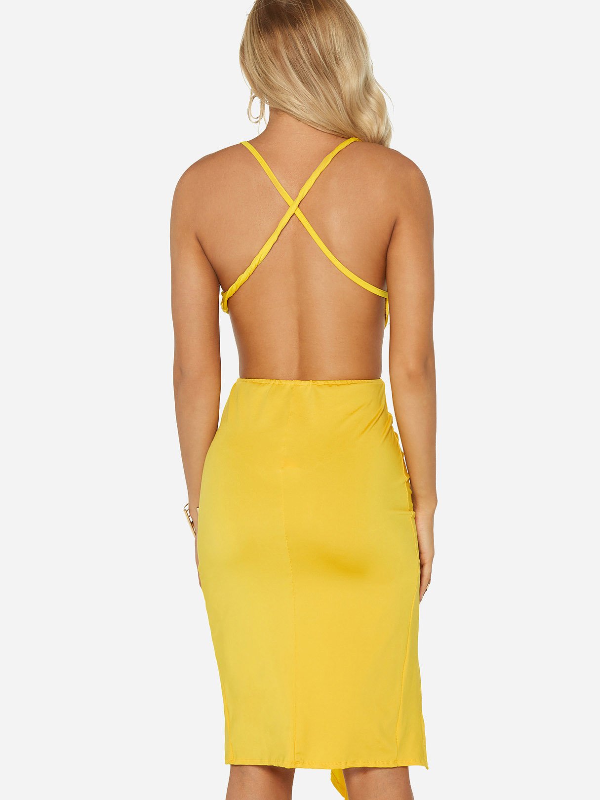 NEW FEELING Womens Yellow Sexy Dresses