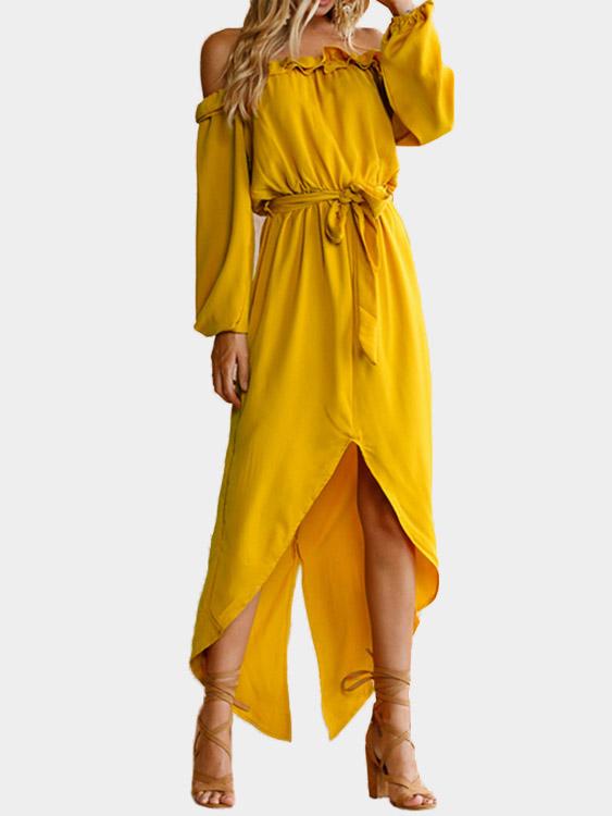 OEM Ladies Yellow Maxi Dresses
