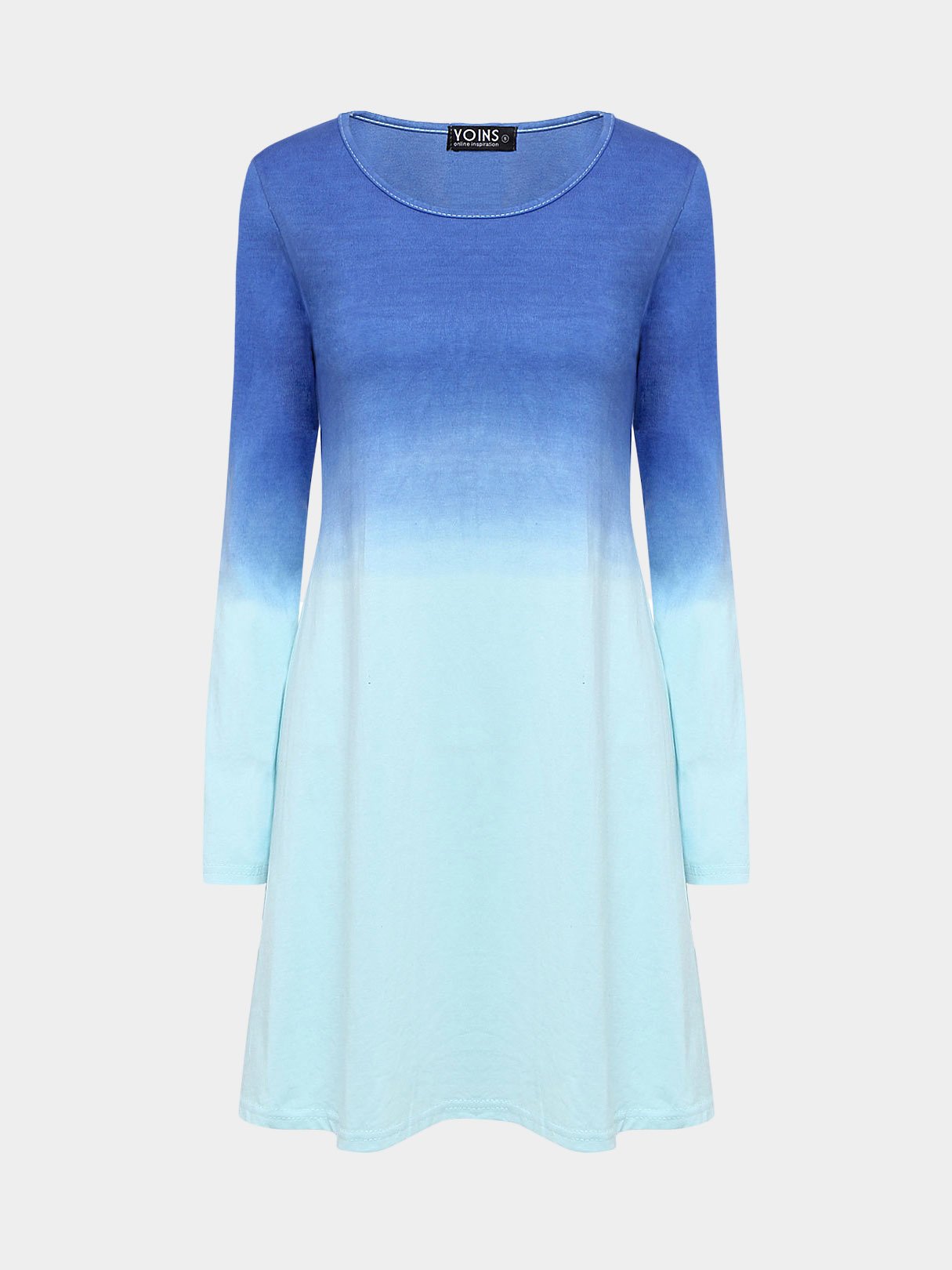 Wholesale Blue Round Neck Long Sleeve Mini Dress