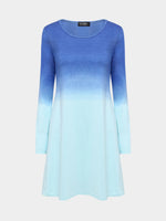 Wholesale Blue Round Neck Long Sleeve Mini Dress