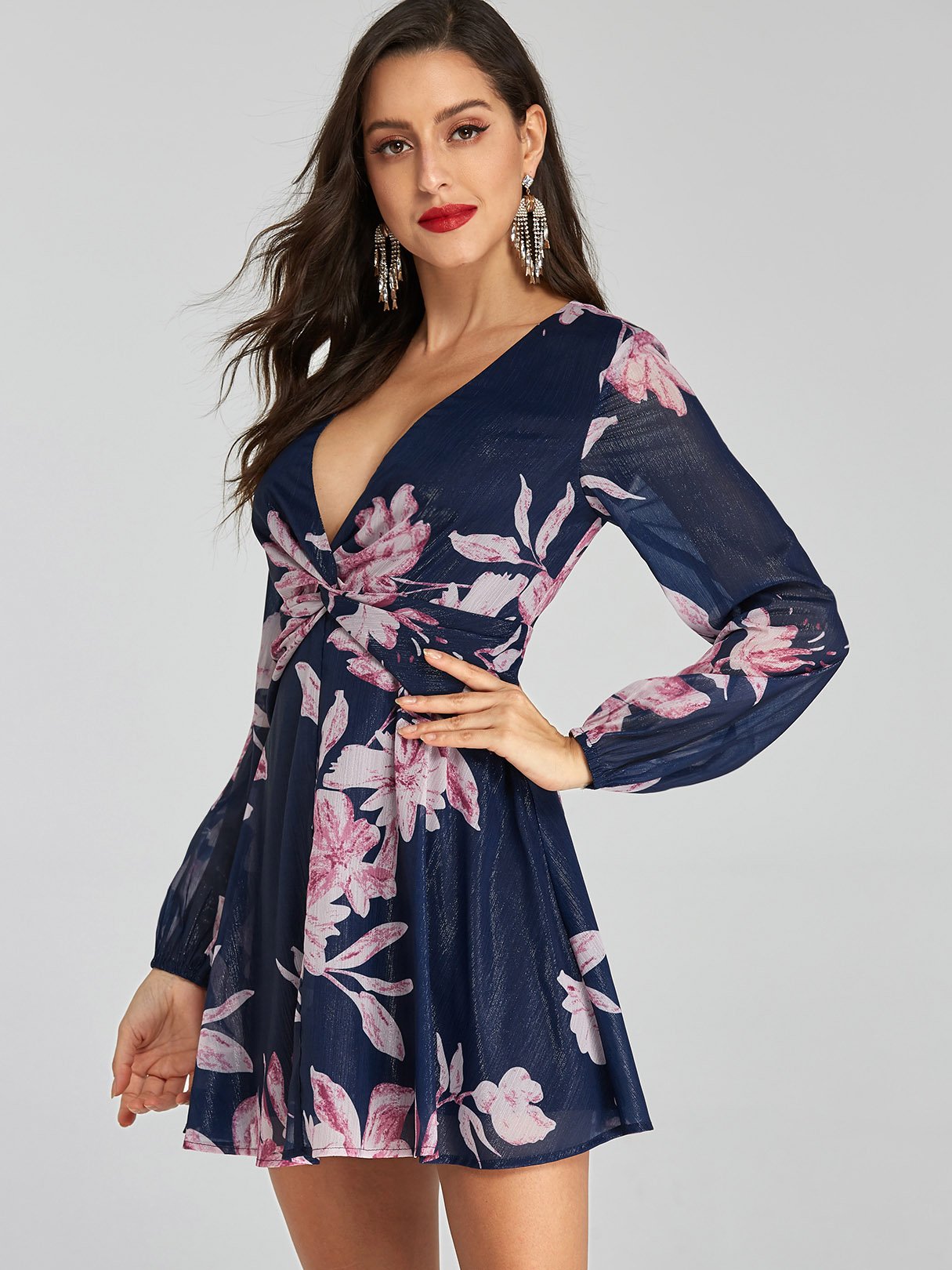 OEM Ladies Navy Floral Dresses