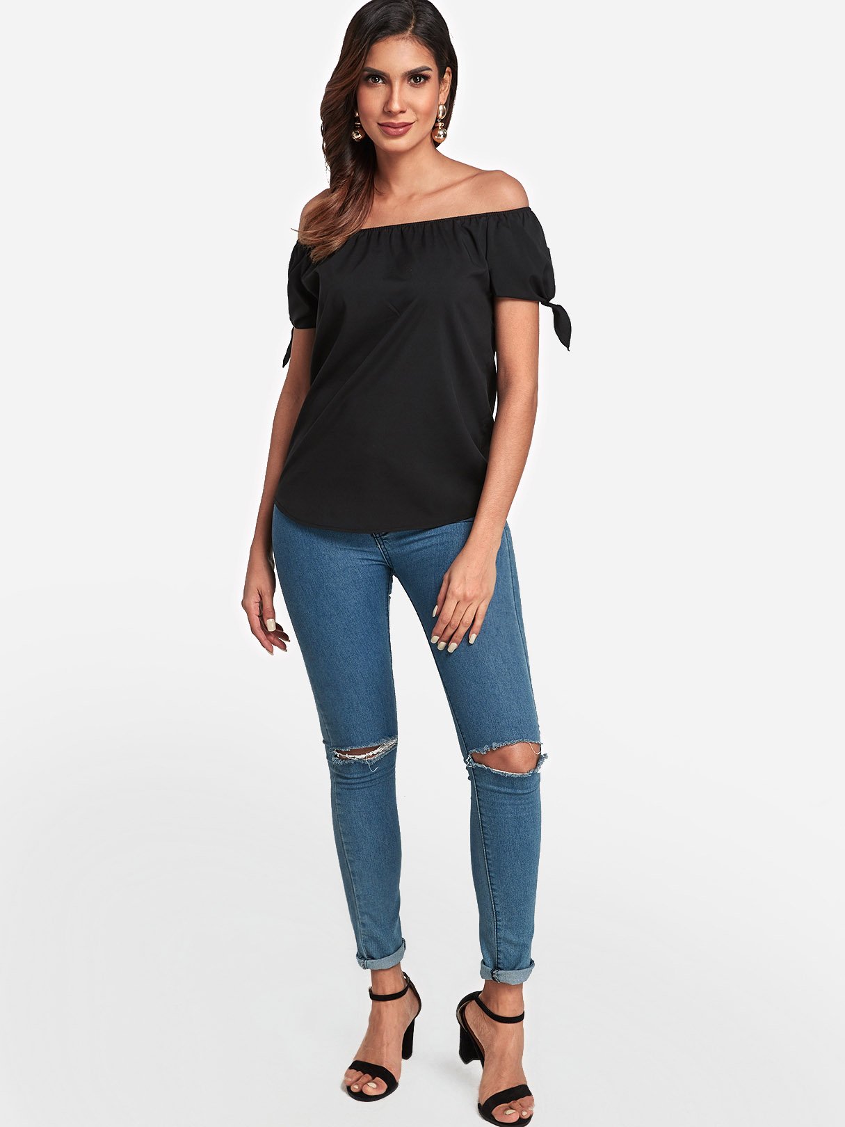 Custom Womens Black Tunic Blouses