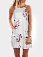 Wholesale Halter Sleeveless Floral Print Fashion Mini Dress
